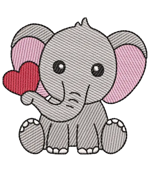 Matriz de Bordado Elefante com Coração